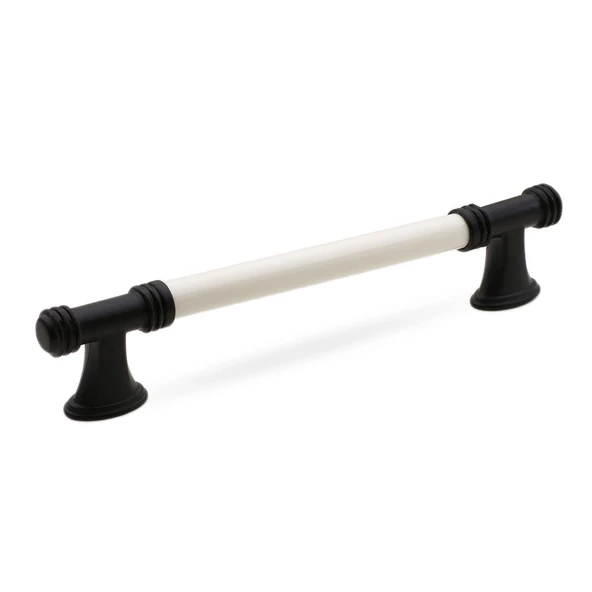 Enspel Lüks Porselen Mobilya Çekmece Dolap Kapak Kulpu Kulbu (128 MM-12.8 CM) Beyaz Mat Siyah - Resim 7