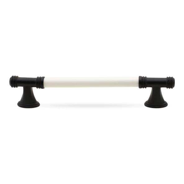 Enspel Lüks Porselen Mobilya Çekmece Dolap Kapak Kulpu Kulbu (128 MM-12.8 CM) Beyaz Mat Siyah - Resim 6