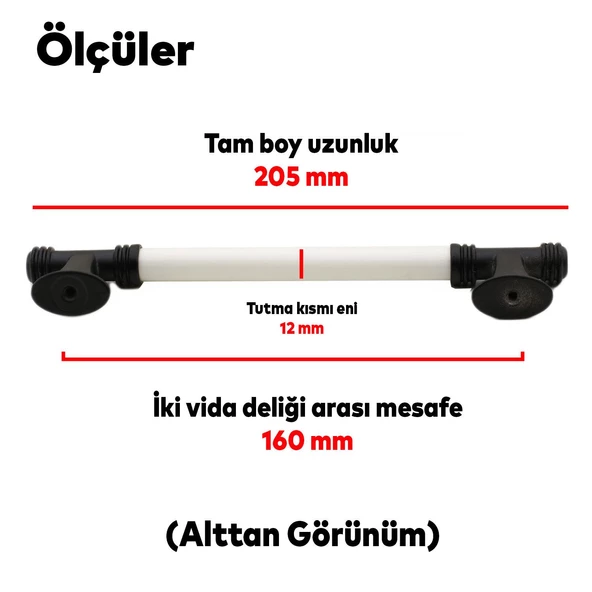 Enspel Lüks Porselen Mobilya Mutfak Çekmece Dolap Dolabı Kulpu Kulbu 160 Mm Beyaz Mat Siyah Kulpları - 4