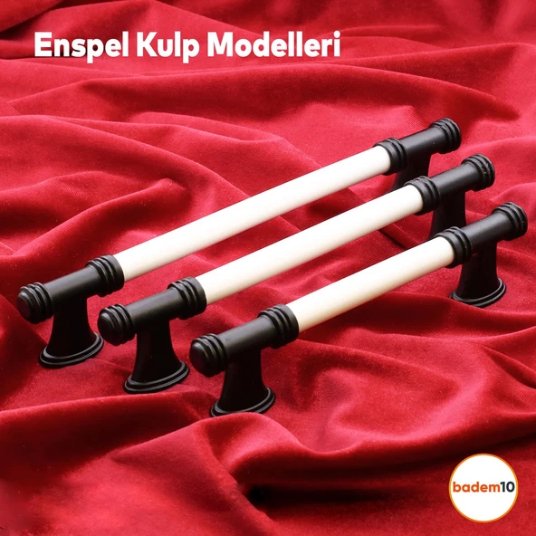 Enspel Lüks Porselen Mobilya Mutfak Çekmece Dolap Dolabı Kulpu Kulbu 192 Mm Beyaz Mat Siyah Kulpları - Resim 3