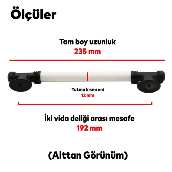 Enspel Lüks Porselen Mobilya Mutfak Çekmece Dolap Dolabı Kulpu Kulbu 192 Mm Beyaz Mat Siyah Kulpları - Resim 4