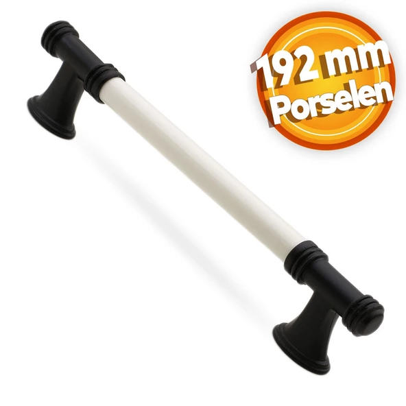 Enspel Lüks Porselen Mobilya Mutfak Çekmece Dolap Dolabı Kulpu Kulbu 192 Mm Beyaz Mat Siyah Kulpları