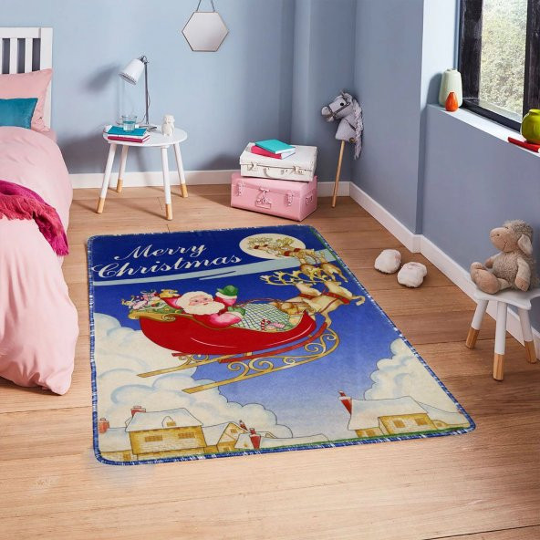 Myfloor Merry Christmas ve Santa Claus Temalı Halı 80 x 120 cm