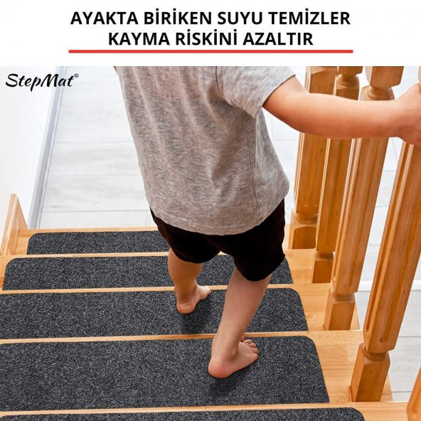 Stepmat Kaymaz Tabanlı ve Yıkanabilir Merdiven Basamak Halısı - 5