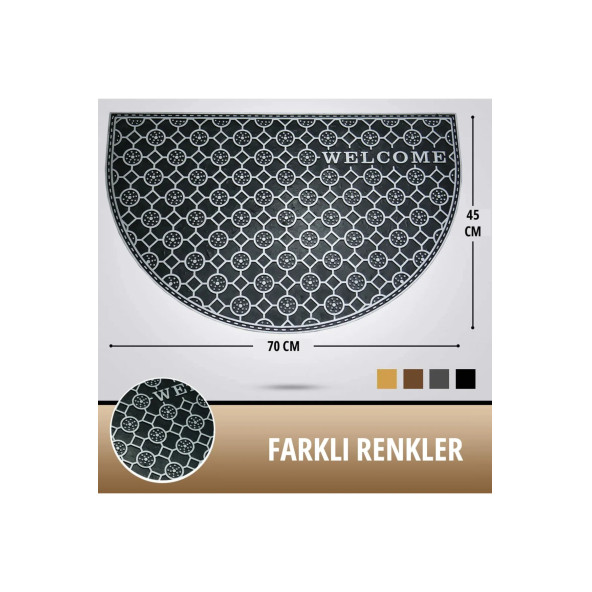Gri Welcome Yazılı Toz ve Çamur Sıyırıcı Kauçuk Kapı Önü Paspası - Resim 2