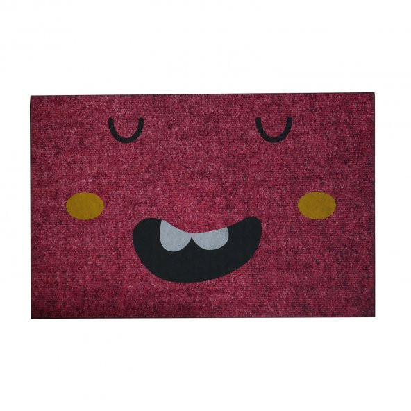 Kırmızı Emoji Çift Taraflı Kauçuk Kapı Önü Paspası - 3