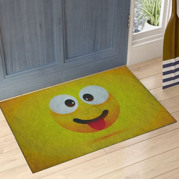 Gülen Emoji Çift Taraflı Kauçuk Kapı Önü Paspası ürün görseli