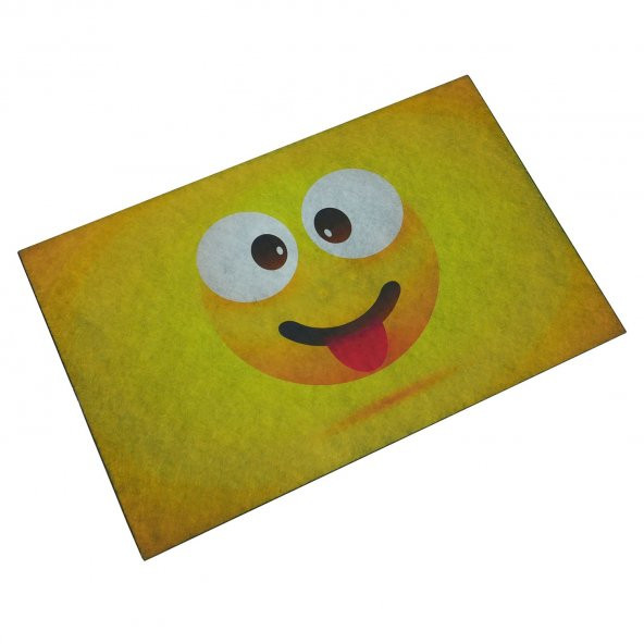 Gülen Emoji Çift Taraflı Kauçuk Kapı Önü Paspası - Resim 3