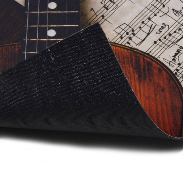 Gitar ve Notalar Desenli Kauçuk Kapı Önü Paspası - 2