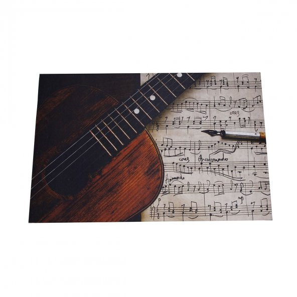 Gitar ve Notalar Desenli Kauçuk Kapı Önü Paspası - 3