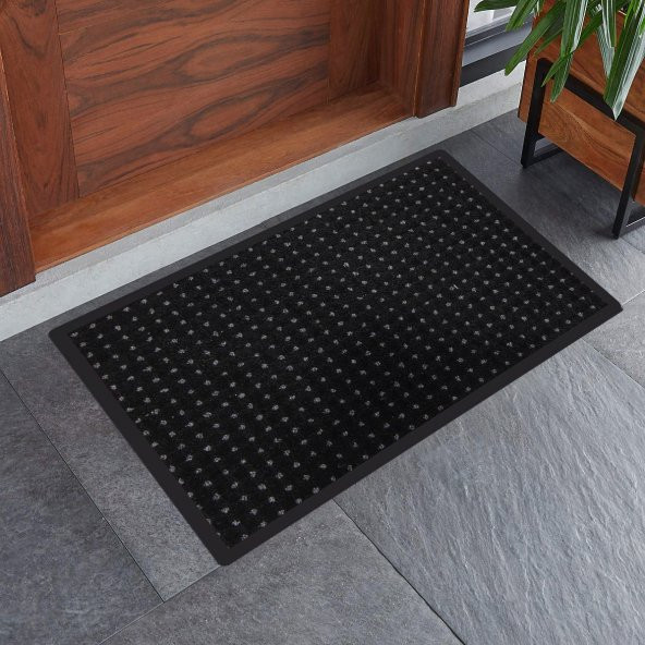 Siyah Benekli Toz Kontrollü PVC Tabanlı Nem Alıcı Kapı Önü Paspası - Resim 4