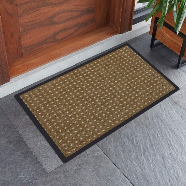 Bej Benekli Toz Kontrollü PVC Tabanlı Nem Alıcı Kapı Önü Paspası - Resim 4