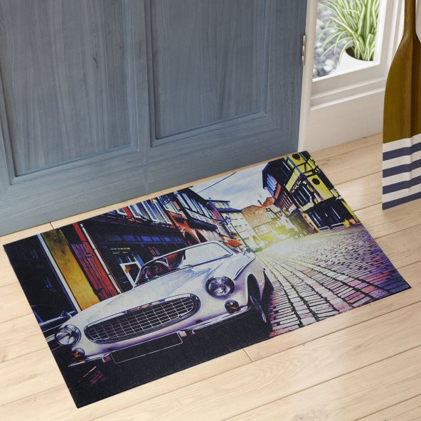 Old City Baskılı Çift Taraflı Kauçuk Kapı Önü Paspası ürün görseli