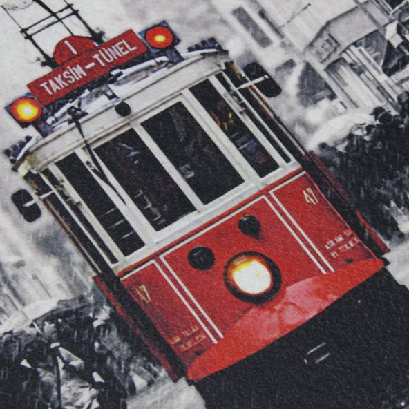 Taksim Tramvay Baskılı Çift Taraflı Kauçuk Kapı Önü Paspası - 2