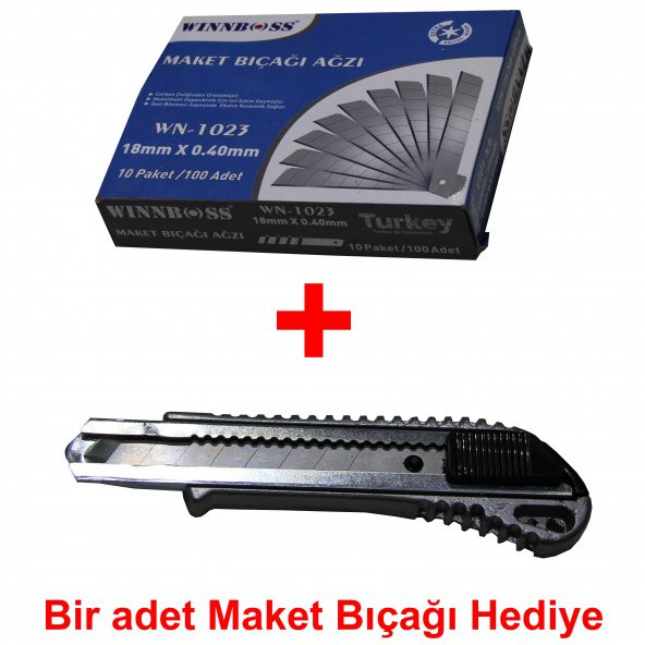 Maket Bıçağı Yedek Uç 100 Adet + Maket Bıçağı Hediyeli