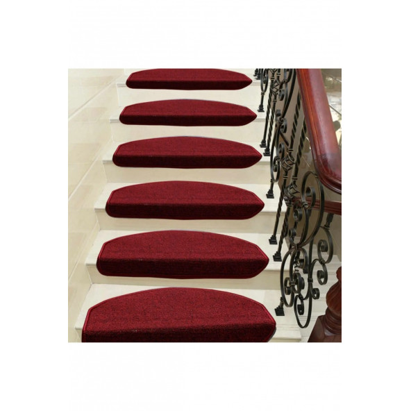 Bordo Bukle Kendinden Yapışkanlı Merdiven Basamak Paspası/Halısı