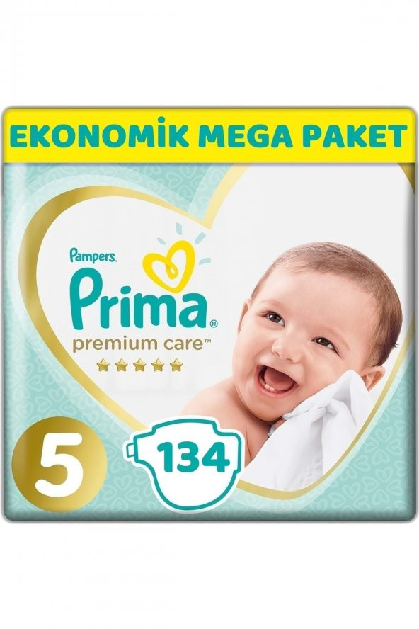 Prima Premium Care Bebek Bezi Beden:5 (11-16kg) Junior 134 Adet Ekonomik Mega Pk