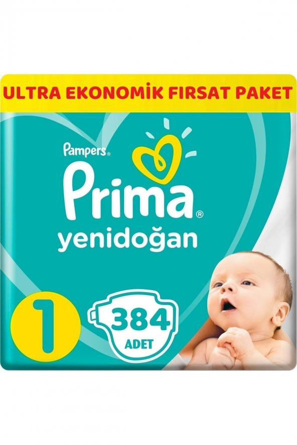 Prima  Bebek Bezi Beden:1 (2-5kg) Yeni Doğan 384 Adet Ultra Ekonomik Fırsat Pk
