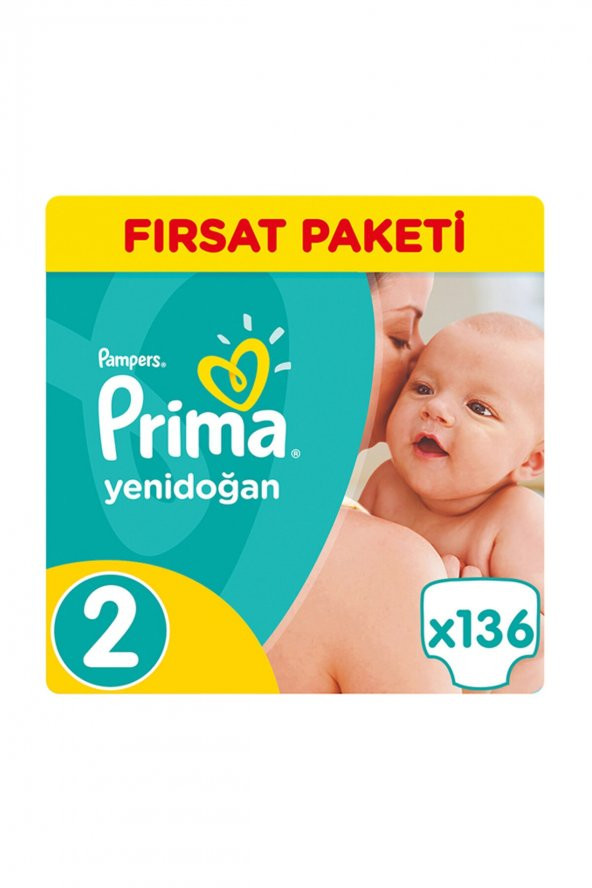 Prima  Prıma 2 Beden Bebek Bezi Yeni Bebek Mini Fırsat Paketi 136 Adet 3-6 Kg