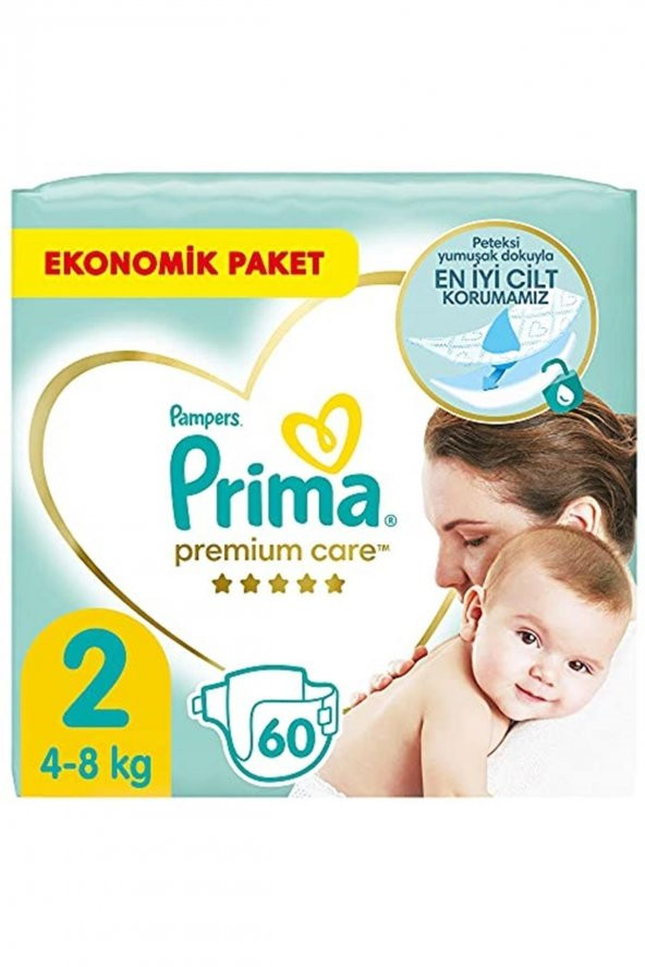 PRIMAN  Prima Bebek Bezi Premium Care 2 Beden 60 Adet Mini Jumbo Paket