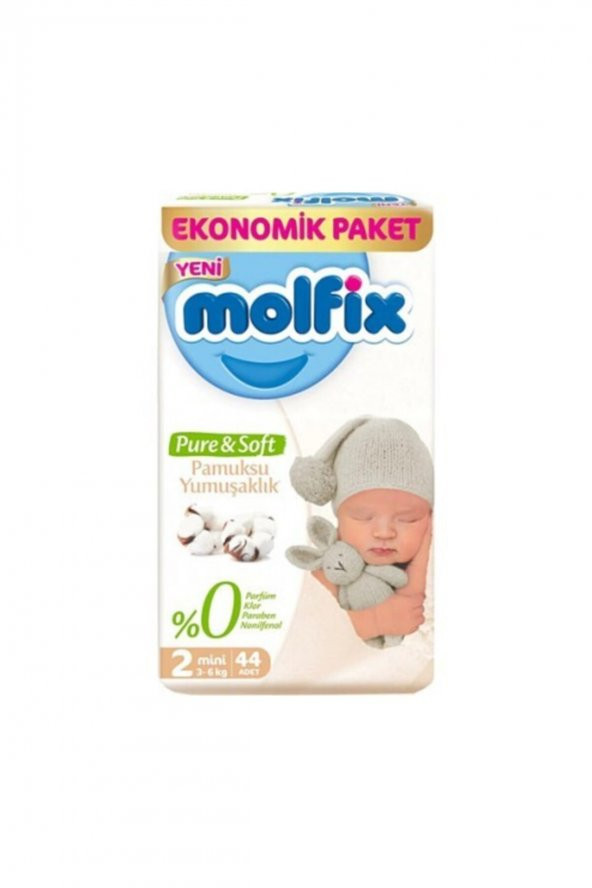 Molfix  Pure & Soft 2 Numara Mini 44lü Bebek Bezi