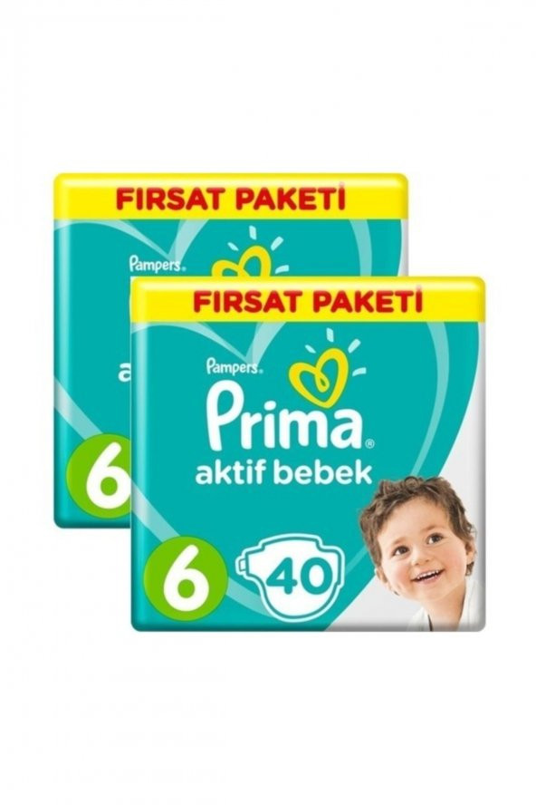 Prima  Aktif Bebek Bebek Bezi 6 Beden 80 Adet 40x2li Paket 13-18 kg