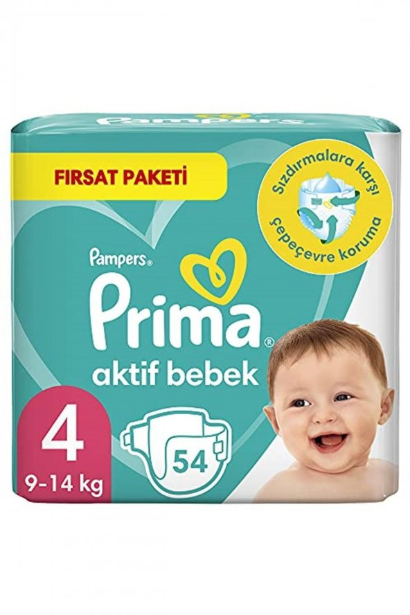 Prima  Bebek Bezi Aktif Bebek 4 Beden 54 Adet Fırsat Paketi - 1