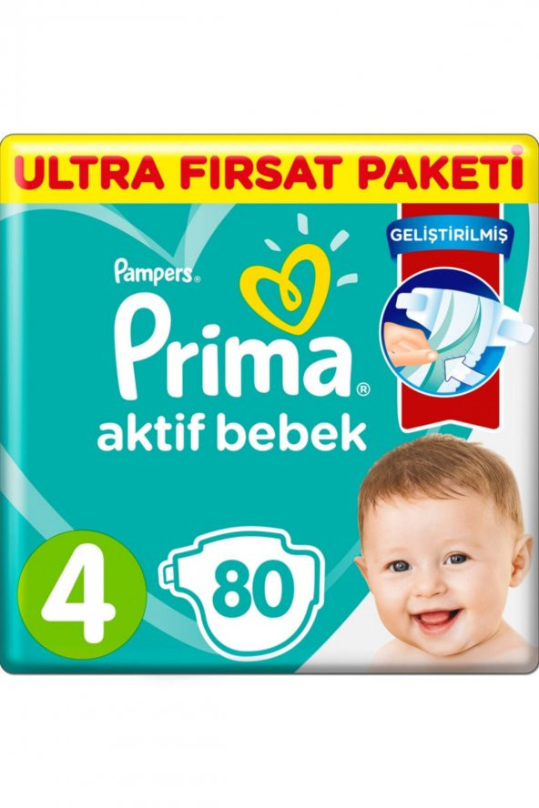 Prima Bebek Bezi Aktif Bebek 4 Beden 80 Adet Maxi