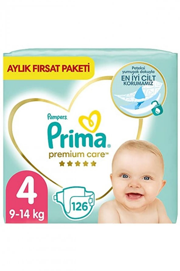 Prima  Bebek Bezi Premium Care 4 Beden 126 Adet Maxi Aylık Fırsat Paketi