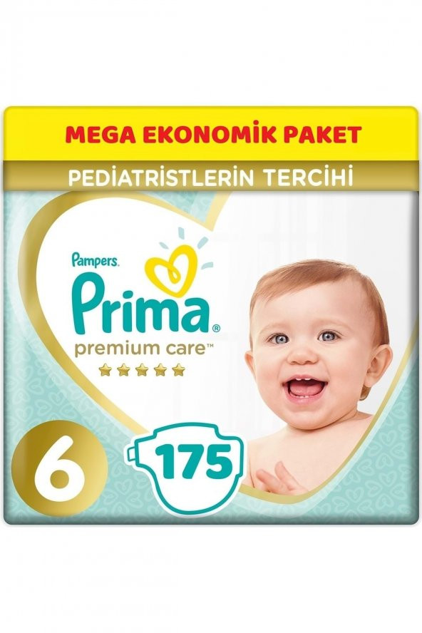 Prima Premium Care Bebek Bezi Beden:6 (13+kg) Extra Large 175 Adet Mega Ekonomik Pk