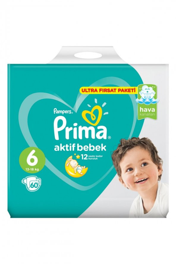 Prima Bebek Bezi Aktif Bebek 6 Beden 60 Adet Ekstra Large Ultra Fırsat Paketi - 3