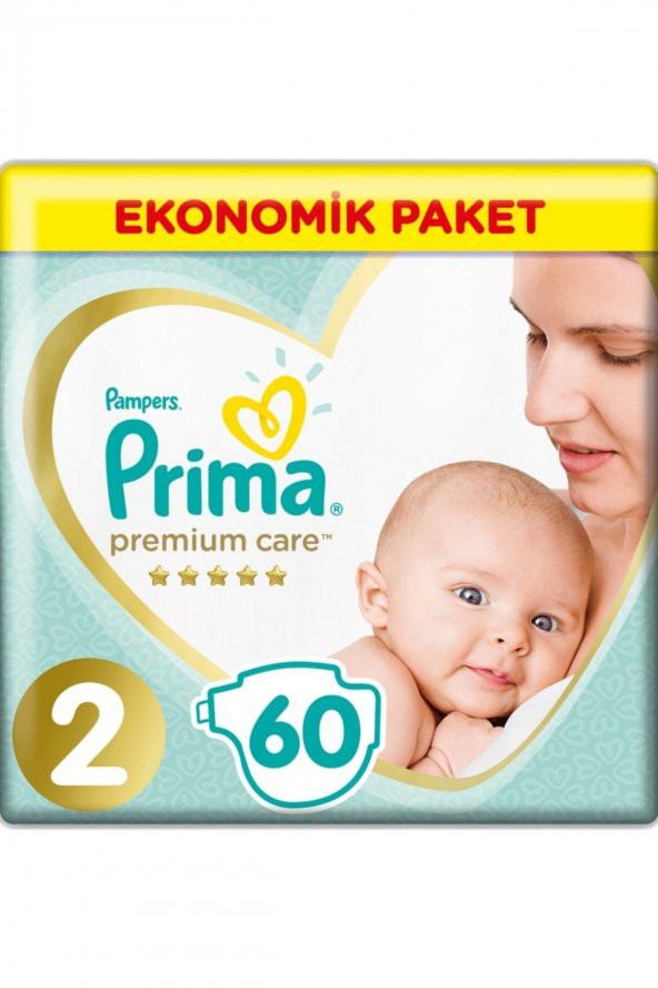 Prima  Bebek Bezi Premium Care 2 Beden 60 Adet Ekonomik Paket