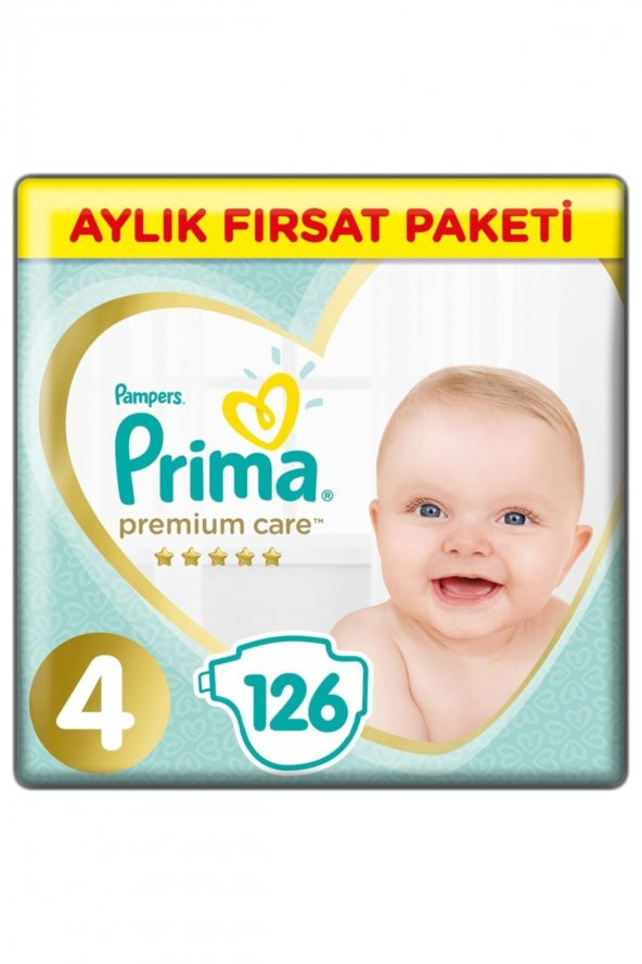 Prima  Bebek Bezi Premium Care 4 Beden Maxi Aylık Fırsat Paketi 9 14 Kg 126 Adet