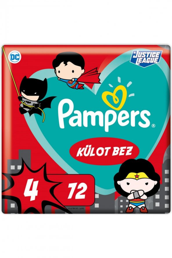 Prima  Bebek Bezi Külot Bez 4 Beden 72 Adet Süper Kahramanlar