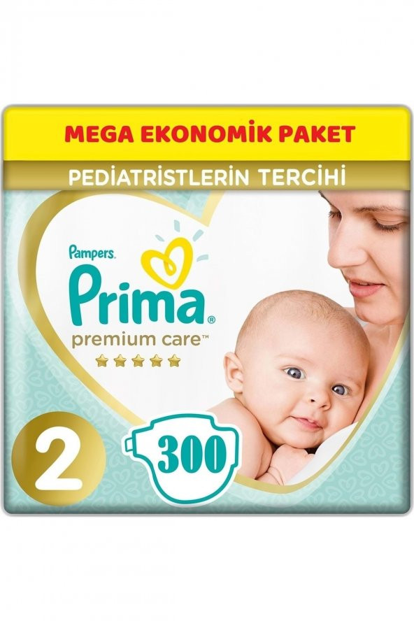 Prima Premium Care Bebek Bezi Beden:2 (4-8kg) Mini 300 Adet Mega Ekonomik Pk