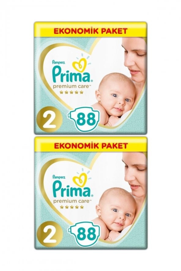 Prima  Bebek Bezi Premium Care 2li Ekonomik Paket 2 Beden 176 Adet