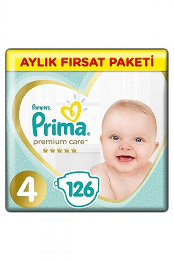 Prima  Bebek Bezi Premium Care 4 Beden 126 Adet Maxi Aylık Fırsat Paketi