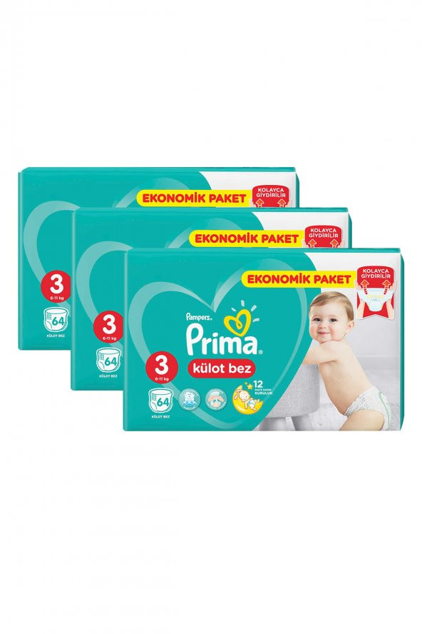 Prima Pants Külot Bebek Bezi 3 Beden Midi Aylık Fırsat Paketi 64 Adet x3 - 2