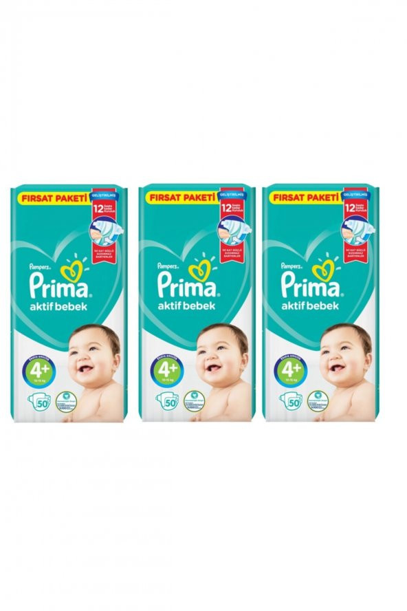 Prima  Bebek Bezi 4+ Beden Fırsat Paketi 50 Adet 71072 3 Paket 150 Adet
