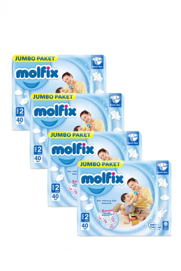 Molfix  Bebek Bezi 2 No Mini 3-6 Kg 40lı 4 Paket