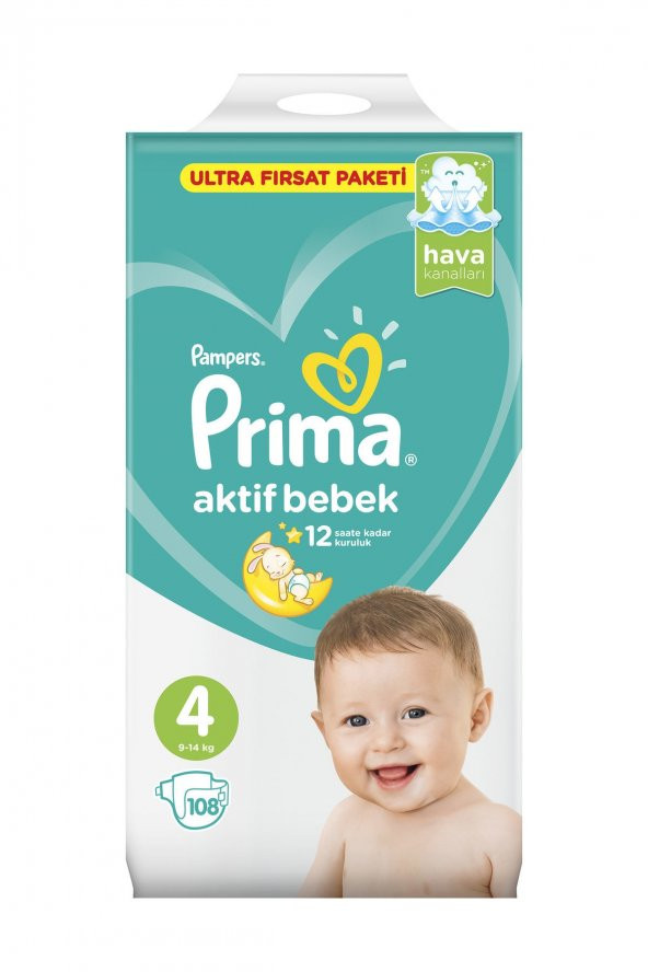 Prima Bebek Bezi 4 Beden 108 Adet Ultra Fırsat Paketi