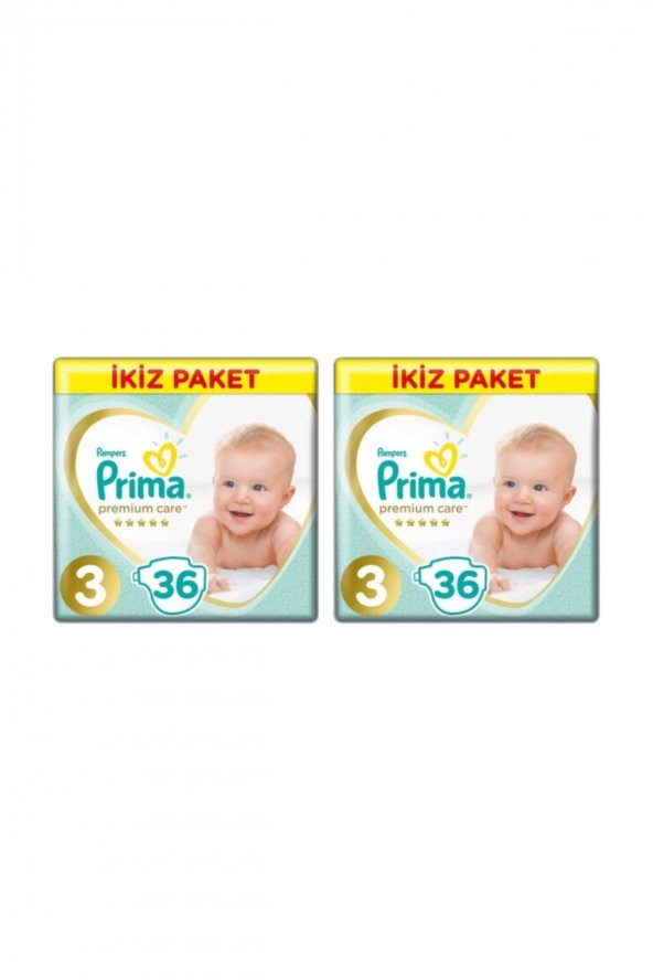 Prima Premium Care 3 Beden Midi 36 Adet Bebek Bezi X 2 Adet - 1