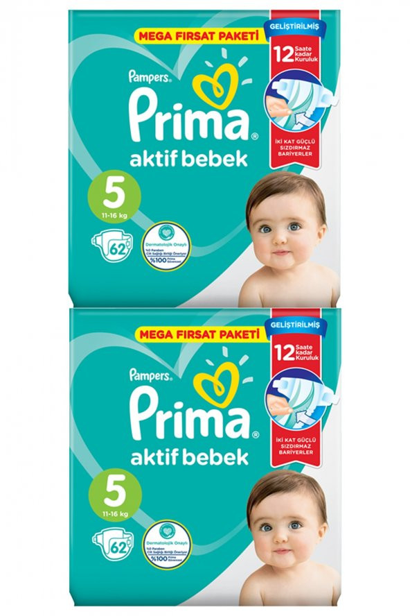 Prima  Mega Fırsat Paketi 5 Beden 2 X 62 li