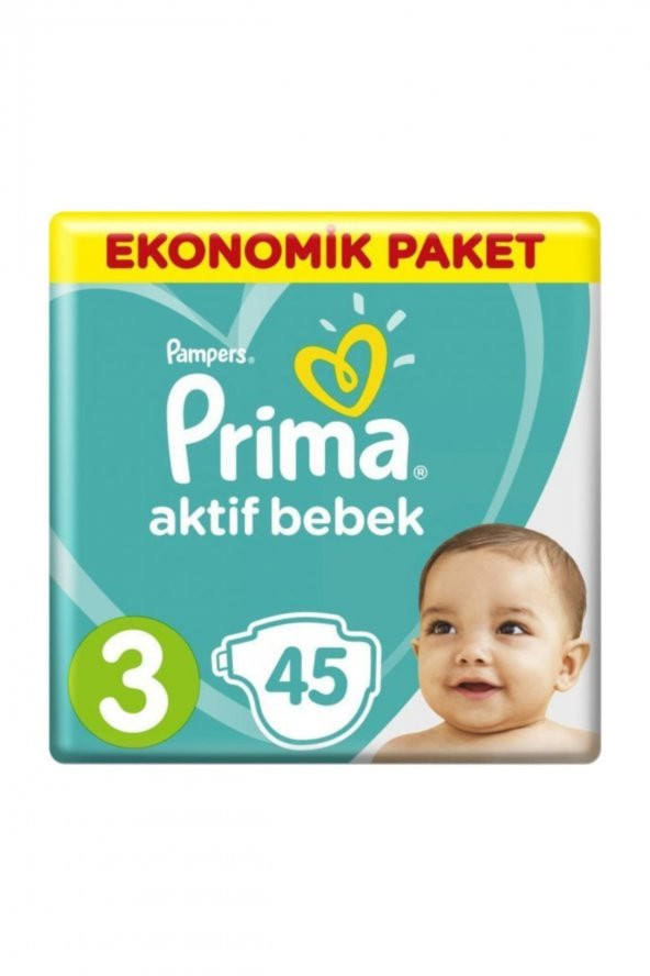 Prima  Prima Bebek Bezi Aktif Bebek 3 Beden 45 Adet Ekonomik Paket - 1