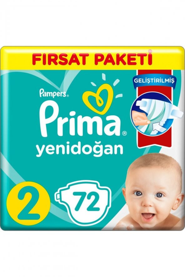 Prima Aktif Bebek Fırsat Paket Yeni 2 Numara 72 Adet Bebek Bezi