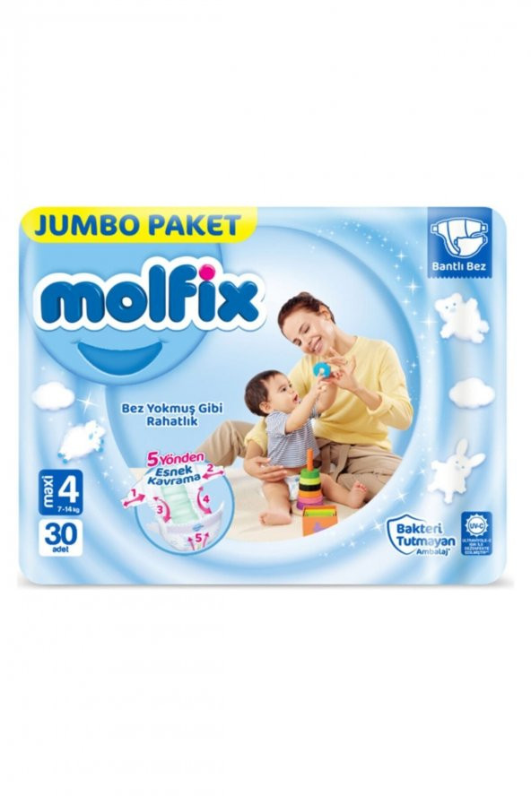 Molfix  3d Jumbo Paket 4 No Maxi 7-14 Kg 30lu