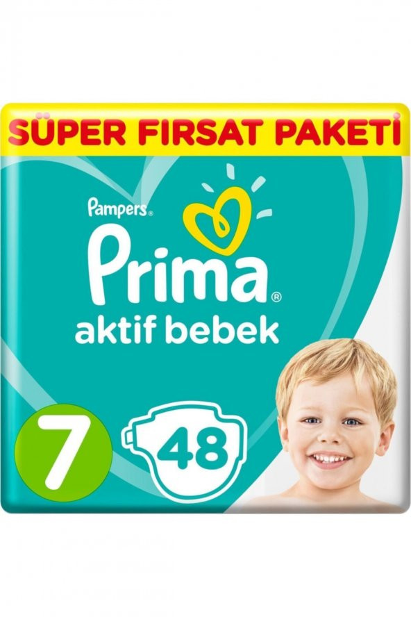 Prima  Boze Bebek Bezi Aktif Bebek Mega Fırsat Paketi 7 Beden 48 Adet - 1