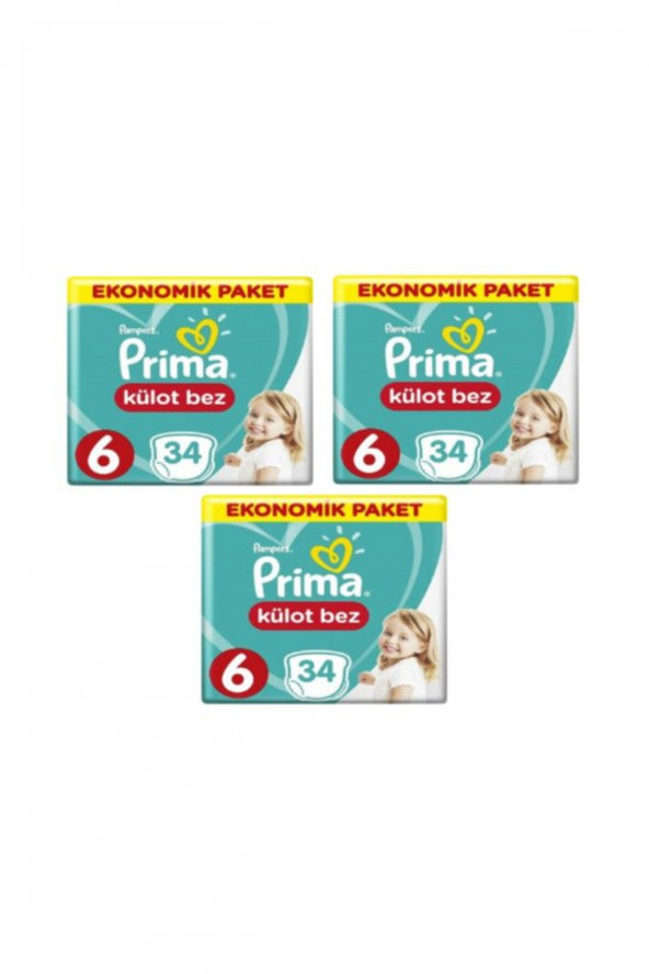 Prima Külot Bebek Bezi 6 Beden 102 Adet Ekstra Large Ekonomik Paket - 1