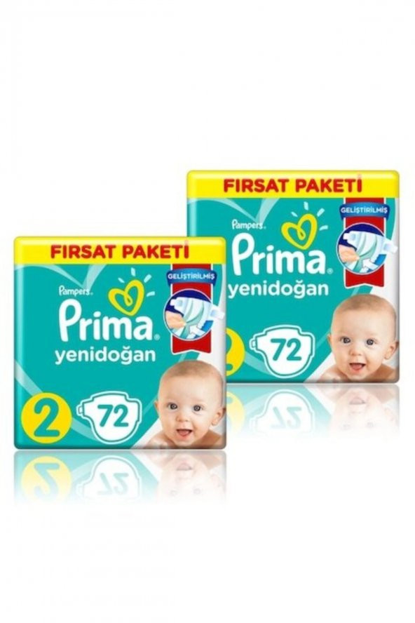 Prima 2 Beden Yenidoğan Bebek Bezi (2*72) 144 Adet