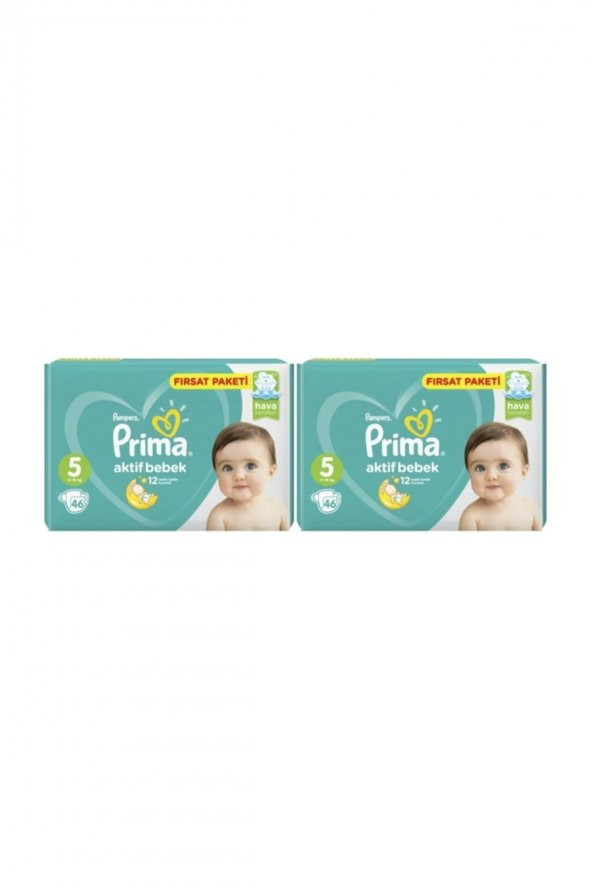 Prima  Bebek Bezi Aktif Bebek 5 Beden Fırsat Paketi 92 Adet - 1
